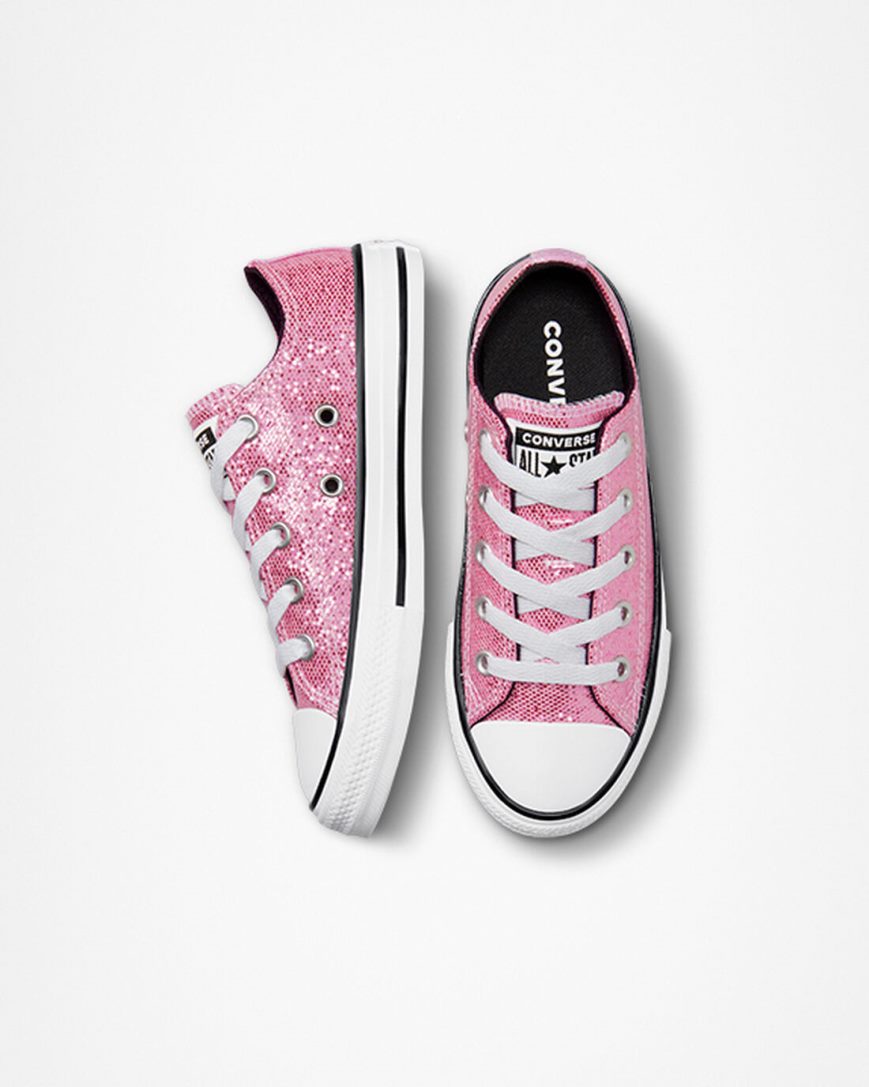 Dívčí Boty Nízké Converse Chuck Taylor All Star Glitter Růžové Černé | CZ PNXM81